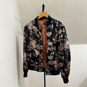 ASOS Silk Varsity Style Jacket w/ Floral Print